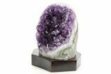 Deep Purple Amethyst Geode With Wood Base - Uruguay #373110-2